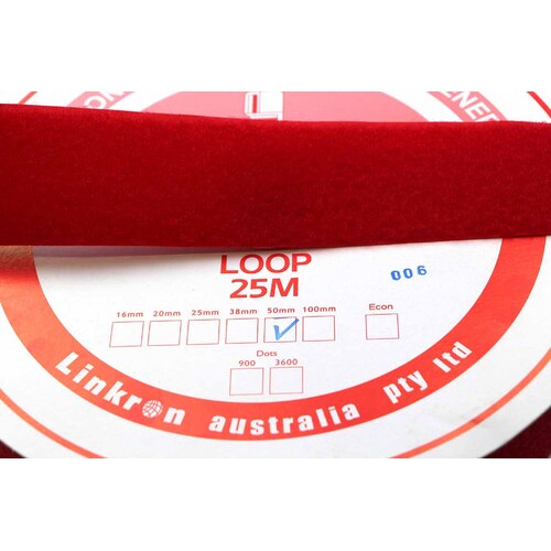 Hook & Loop - LOOP SIDE RED 50mm x 25mt