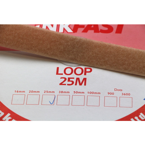 Hook & Loop - LOOP SIDE BEIGE 25mm x 25mt