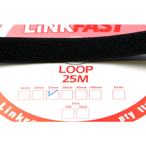 Hook & Loop - LOOP SIDE BLACK 25mm x 25mt