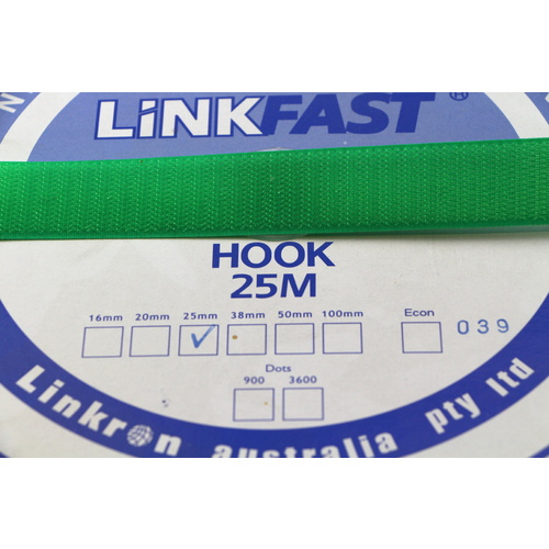 Hook & Loop - HOOK SIDE EMERALD GREEN 25mm x 25mt