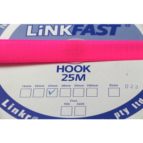 Hook & Loop - HOOK SIDE PINK 25mm x 25mt