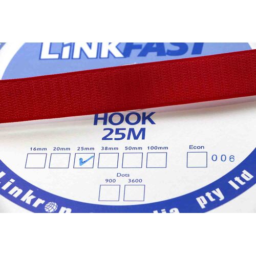 Hook & Loop - HOOK SIDE RED 25mm x 25mt
