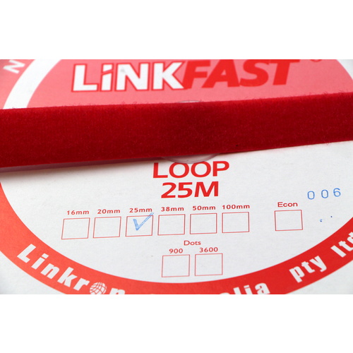 Hook & Loop - LOOP SIDE RED 25mm x 25mt