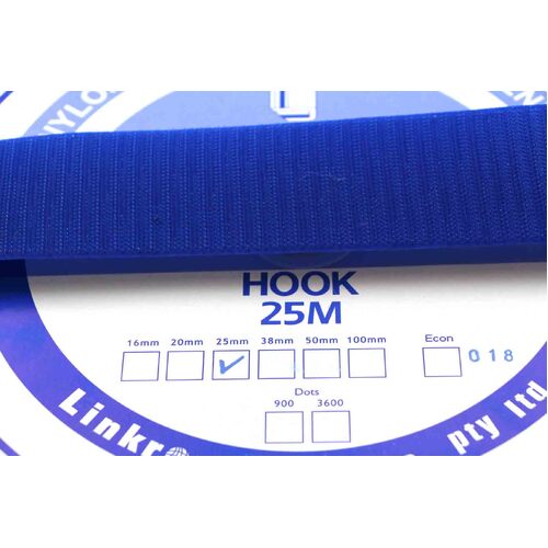 Hook & Loop - HOOK SIDE ROYAL BLUE 25mm x 25mt