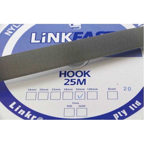 Hook & Loop - HOOK SIDE GREY 50mm x 25mt