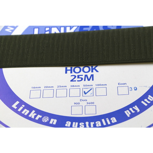 Hook & Loop - HOOK SIDE ARMY GREEN 50mm x 25mt
