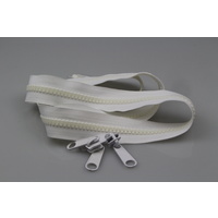 Zips Open End No 10 White Moulded Double Pull Metal Nonlock Sliders