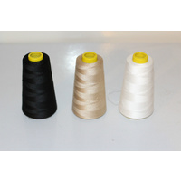 Spun polyester sewing thread M120 3000 package deal 3 spools white, beige, black