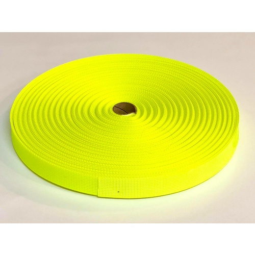 Polyester Ballistic/Backpack Webbing FLURO YELLOW 25mm x 10mt