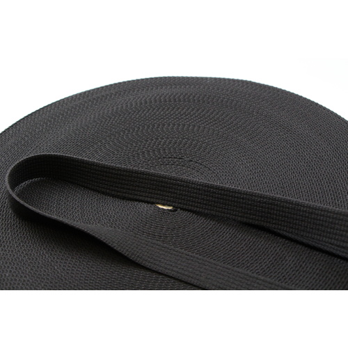 Polyester Brushed Soft Webbing Ribbed BLACK 25mm x 10mt