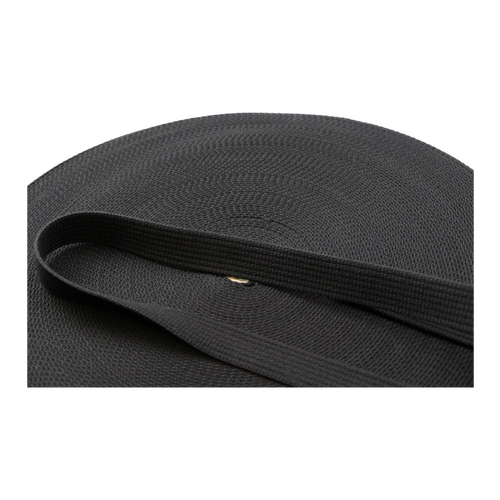 Polyester Brushed Soft Webbing Ribbed BLACK 25mm x 10mt