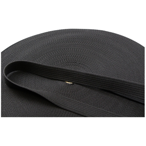 Polyester Brushed Soft Webbing Ribbed BLACK 25mm x 50mt