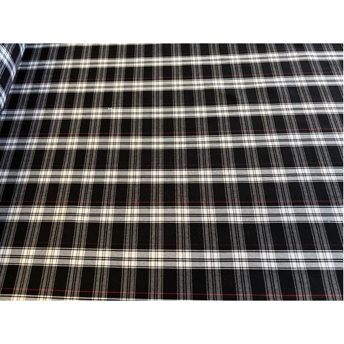Black/red CHECK 20mt roll 148cm 265gsm (approx) poly-viscose Fabric