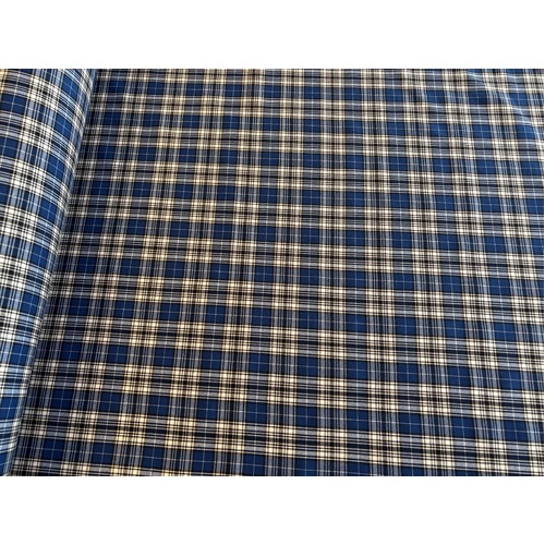 Blue CHECK 20mt roll 148cm 265gsm (approx) poly-viscose Fabric