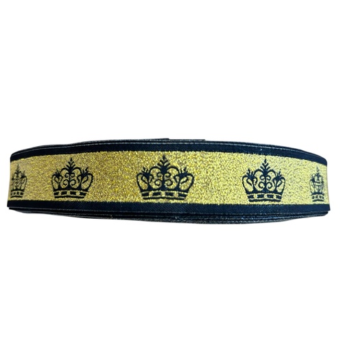 Crown Ribbon 5yd x 5 pieces per roll 25mm Metallic Black/Gold