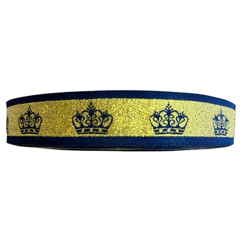 Crown Ribbon 5yd x 5 pieces per roll 25mm Metallic Navy/Gold