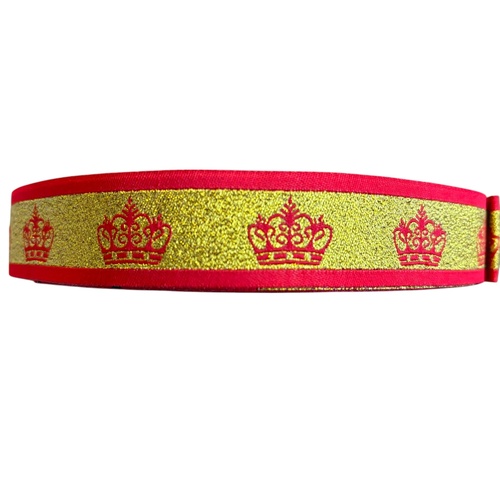 Crown Ribbon 5yd x 5 pieces per roll 25mm Metallic Red/Gold