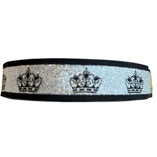 Crown Ribbon 5yd x 5 pieces per roll 25mm Metallic Navy/Silver