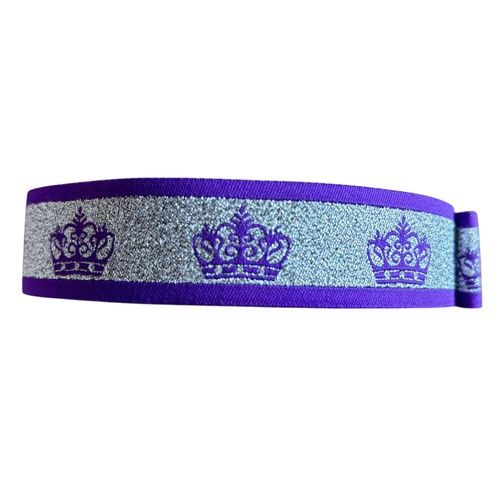 Crown Ribbon 5yd x 5 pieces per roll 25mm Metallic Purple/Silver