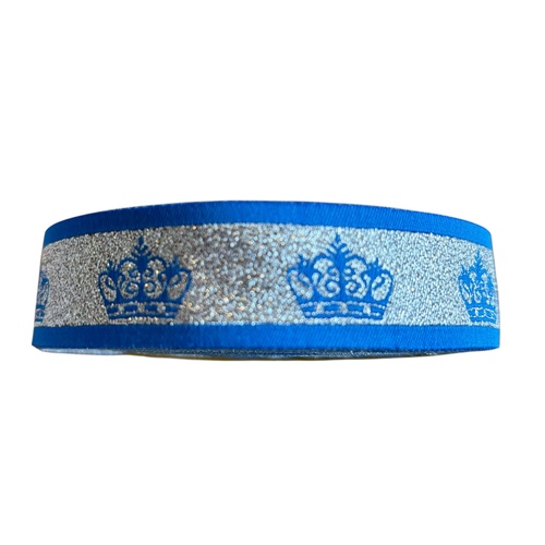 Crown Ribbon 5yd x 5 pieces per roll 25mm Metallic Blue/Silver