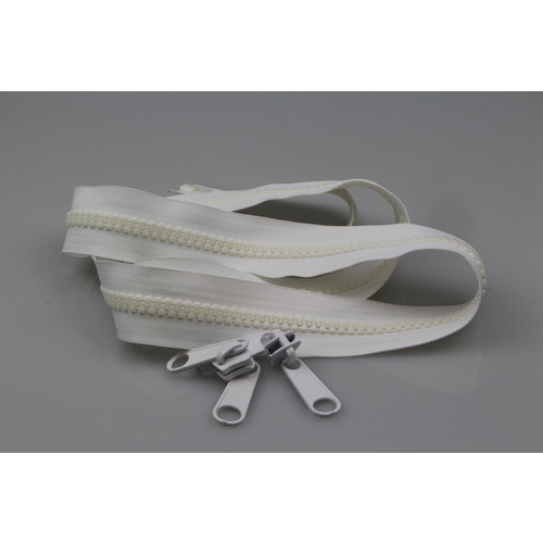 ZIPS Open End NO 10 White moulded double pull metal nonlock sliders [Colour: white] [Size: 107cm]
