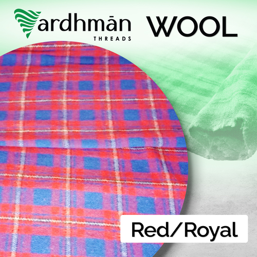 COLLARCHECK Red and Royal Wool  210cm by 1 x metre