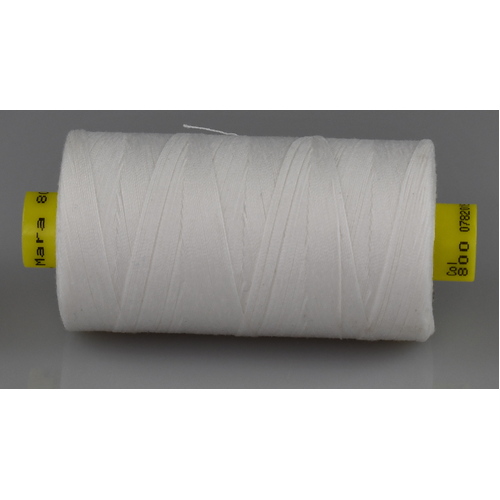Mara M120 WHITE Polyester Thread x 1000mt Colour No.800