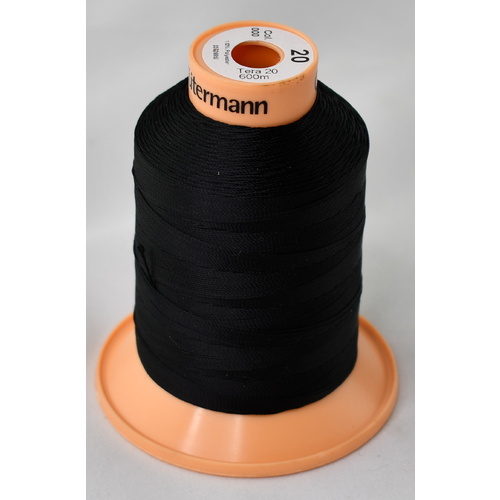 Tera 20 Black Inner Bonded Polyester Sewing Thread x 600mt Colour 000 
