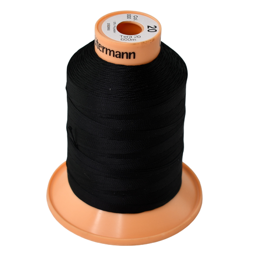 Tera 20 Black Polyester Sewing Thread x 600mt Colour 000 