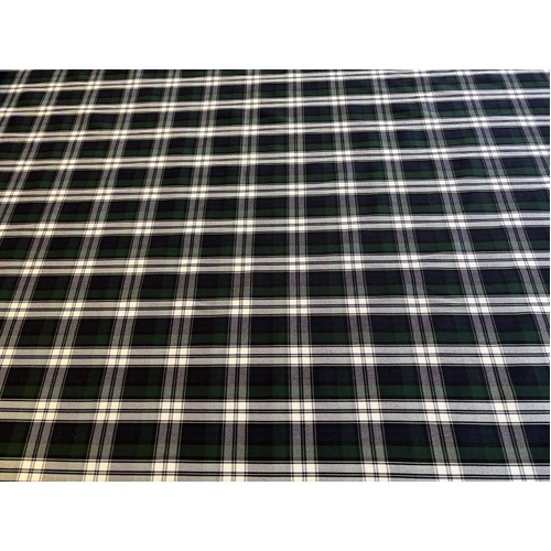 Green CHECK 1mt cut 148cm 265gsm (approx) poly-viscose Fabric
