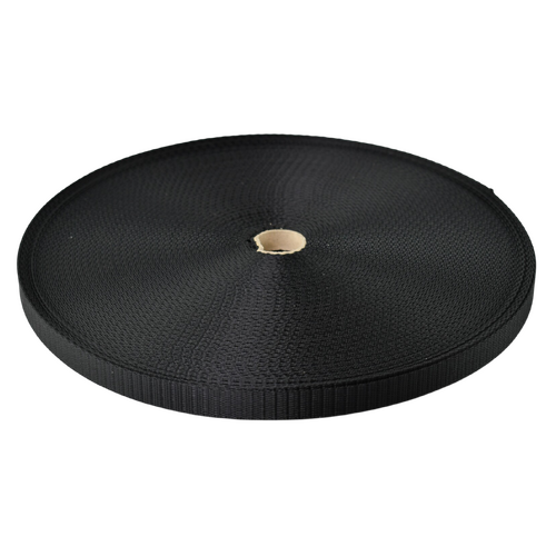 HPW Bike Helmet Webbing BLACK 20mm x 50mt