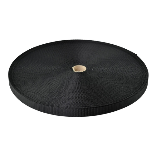 HPW Bike Helmet Webbing BLACK 25mm x 10mt