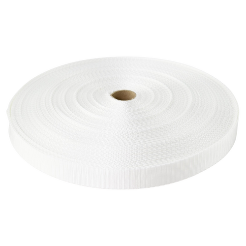 HPW Bike Helmet Webbing WHITE 25mm x 50mt