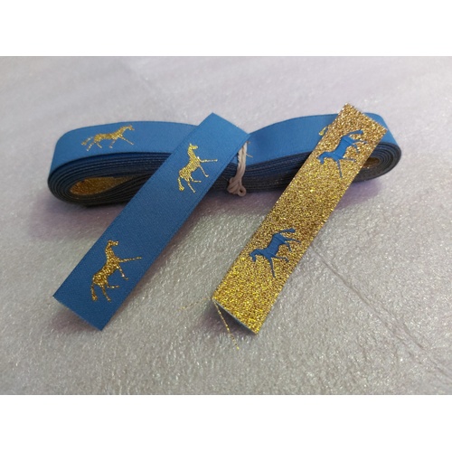 Horse Ribbon 16mm x 5 pieces x 5 yards each Metallic Royal & Gold