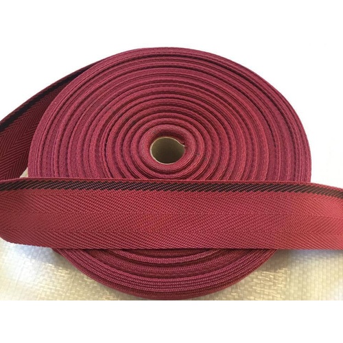 Polyprop Binding 2 COLOUR 50mm x 10m Burgundy W/ Black Stripe