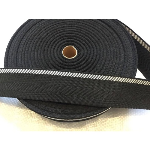 Polyprop Webbing 2 COLOUR 50mm x 50m Black W/ White Stripe