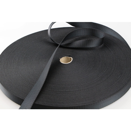 Polyester Webbing Heavy Duty Ribbed BLACK 15mm x 50mt