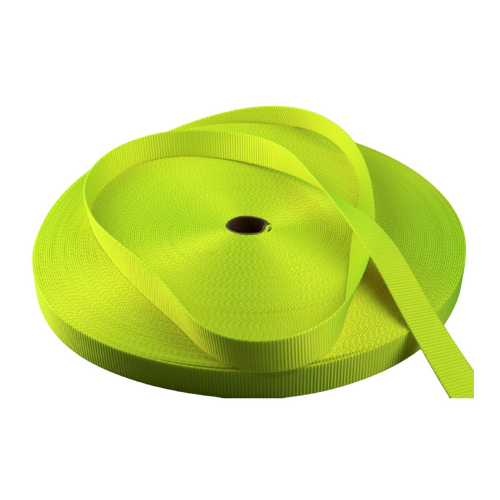 Polyester Webbing Heavy Duty Ribbed FLURO YELLOW 25mm x 50mt