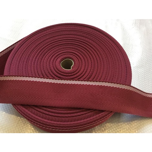 Polyprop Binding BURGUNDY/WHITE 50mm x 50mt