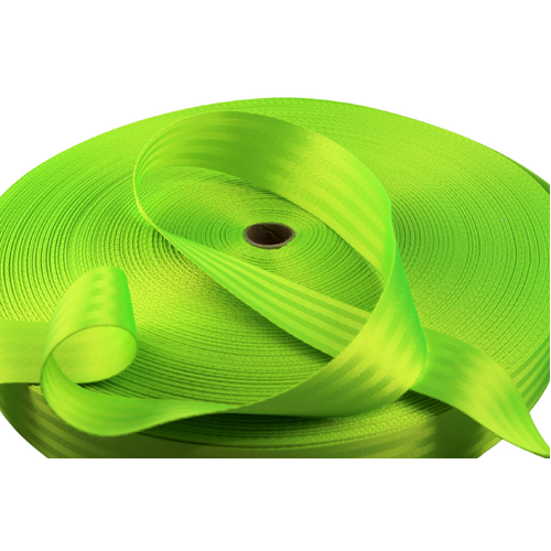 Fluro Green Seat Belt Webbing 25mm x 1mt Cut 