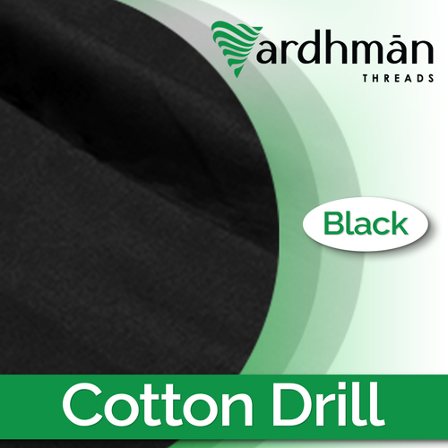 Black Cotton Drill 150cm wide cut length 310gsm
