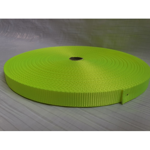 Polyester Light Duty Ribbed Webbing FLURO YELLOW 20mm x 10mt