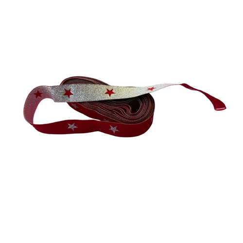 Ribbon 16mm x 5 yard piece Red/Silver Stars