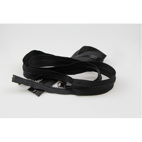 Open End Zip No.10 Moulded 50cm x 10 zips Black with Single Pull Metal Autolock Slider